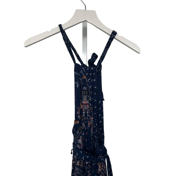 Free People Summer Soiree Navy Printed Halter Jumpsuit - Picture 6 of 8